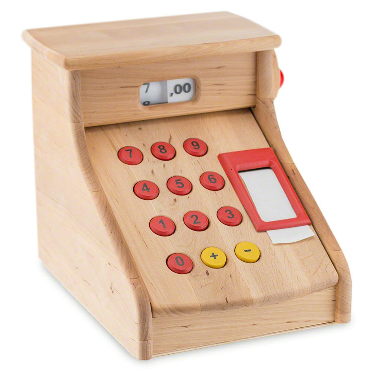 Kaufladen Kasse naturbelassen Erle Vollholz mit Klingel