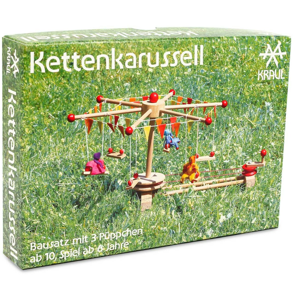 Kettenkarussell Holzbausatz mit Kurbel 35 cm