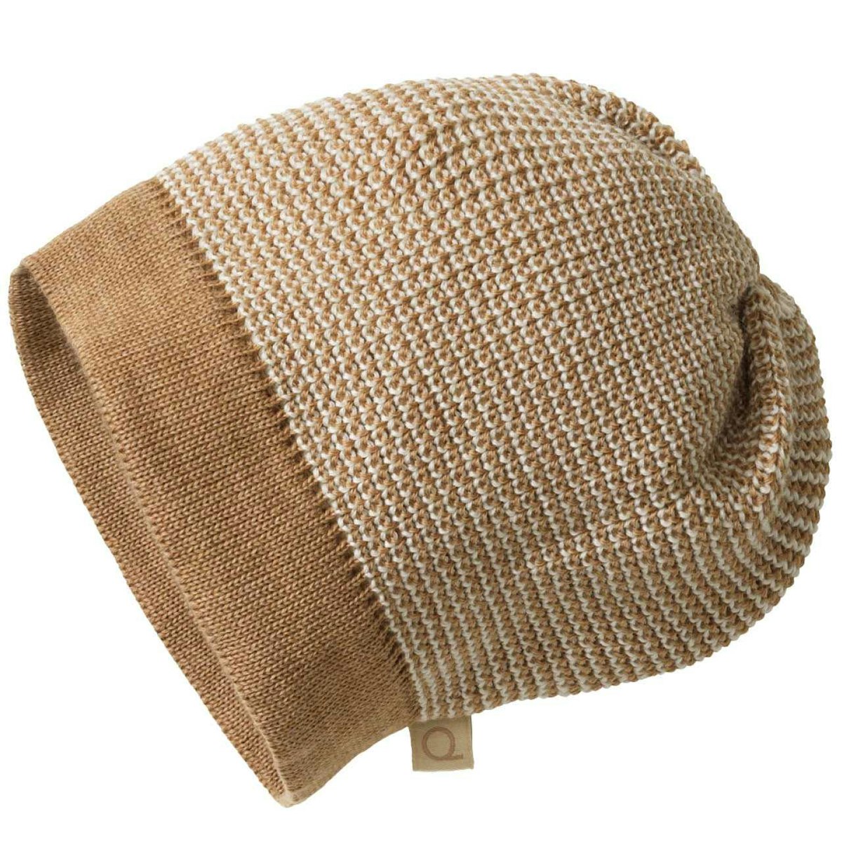 Kinder Beanie Schurwolle karamell-braun 50/54