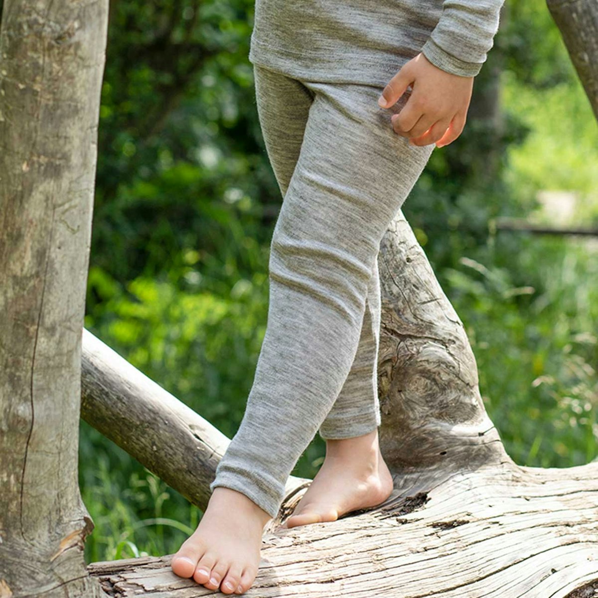 Kinder Leggings  Wolle seide hellgrau 92