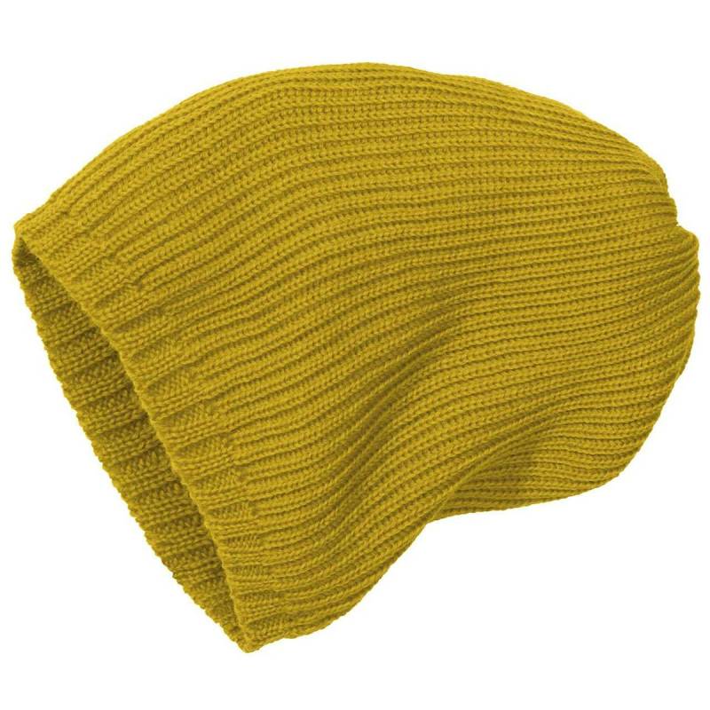 Kinder Strick-Beanie Schurwolle curry 43/46