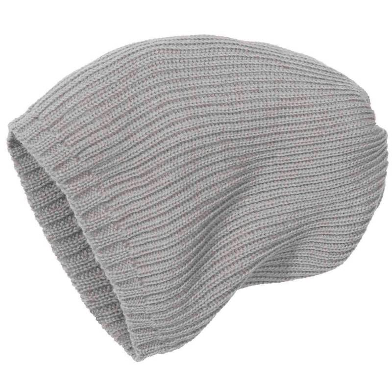 Kinder Strick-Beanie Schurwolle grau 43/46