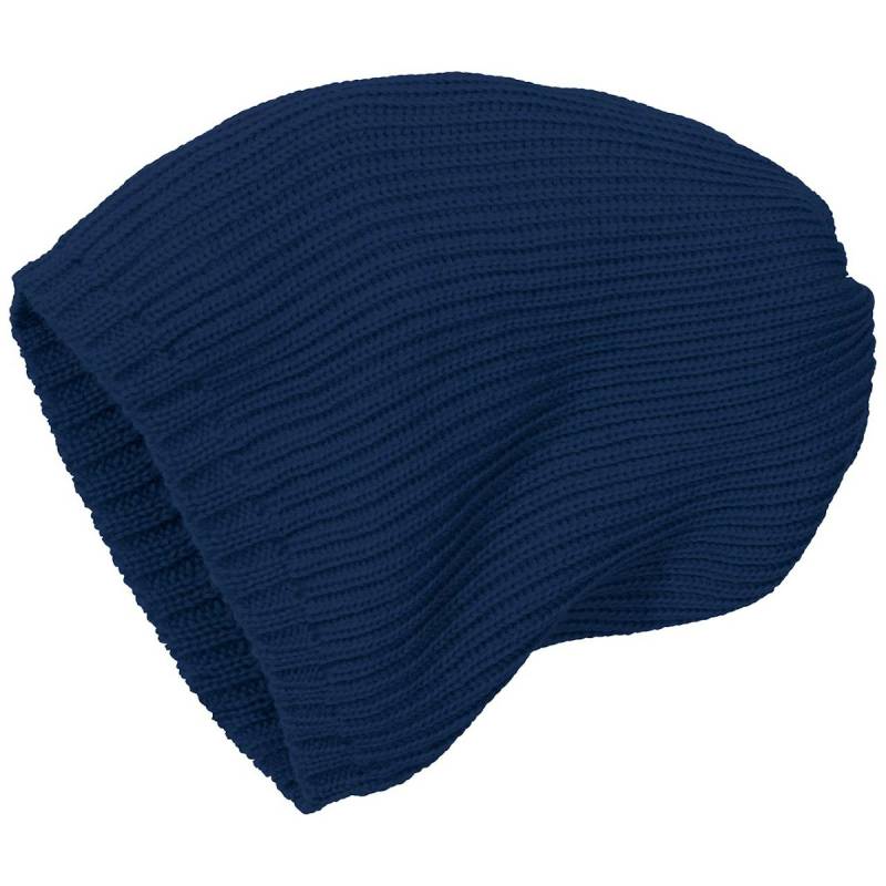 Kinder Strick-Beanie Schurwolle marine 46/49