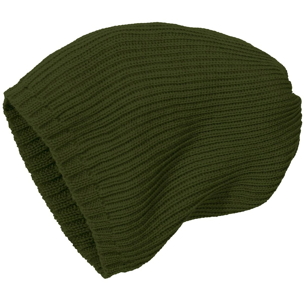 Kinder Strick-Beanie Schurwolle oliv-grün 46/49