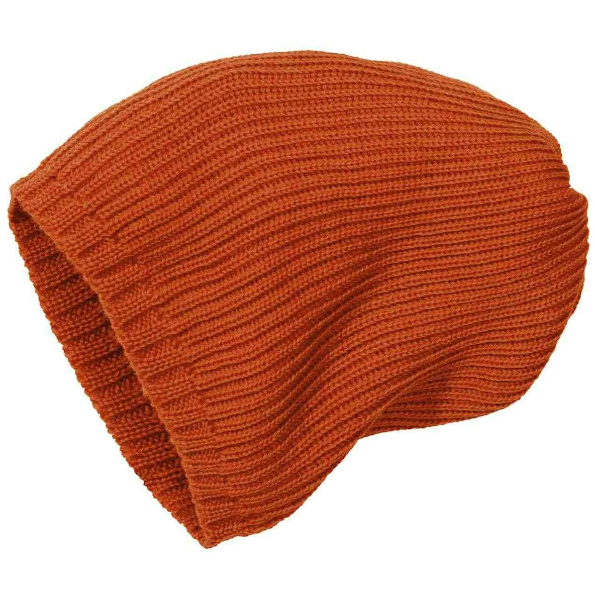Kinder Strick-Beanie Schurwolle orange 46/49