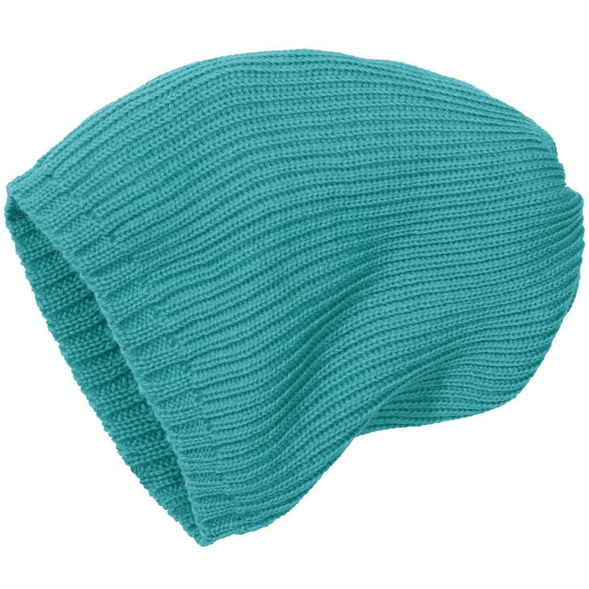 Kinder Strick-Beanie Schurwolle türkis 43/46