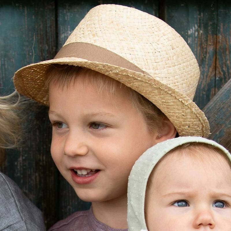 Kinder Strohhut dunkelbeige 55