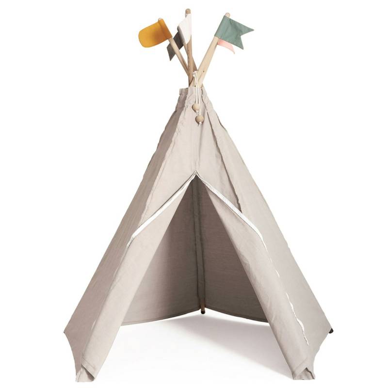 Kinder Tipi Bio Baumwolle 135 x 135 x 150 cm  grau