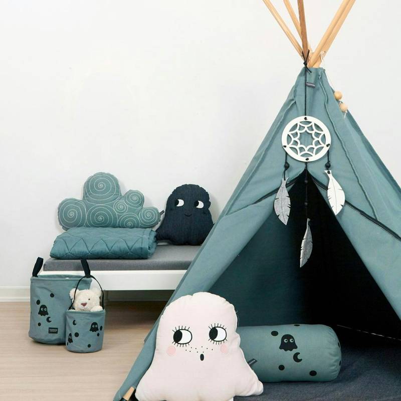 Kinder Tipi Bio Baumwolle 135 x 135 x 150 cm  graugrün