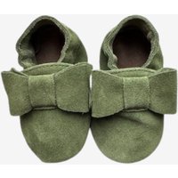 Kinderschuhe Schleife oliv (B-Ware)