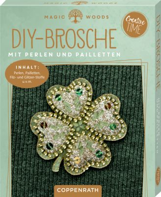 Kleeblatt, DIY-Brosche mit Perlen/Pailletten: Magic Woods (Creative Time)