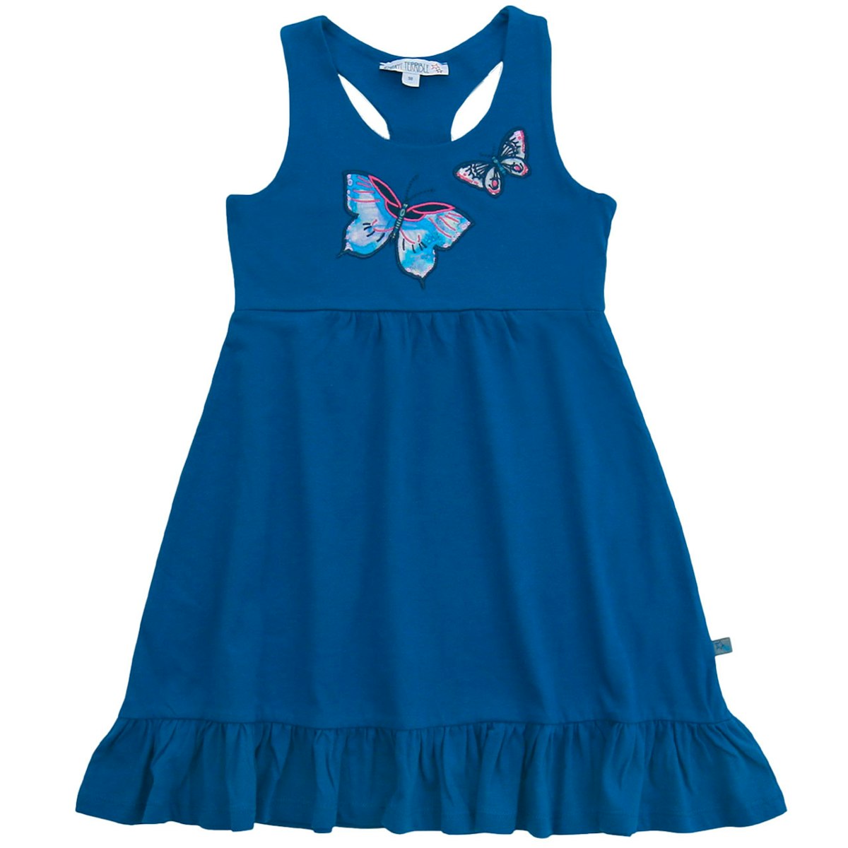 Kleid Schmetterling-Aufnäher azurblau 86/92