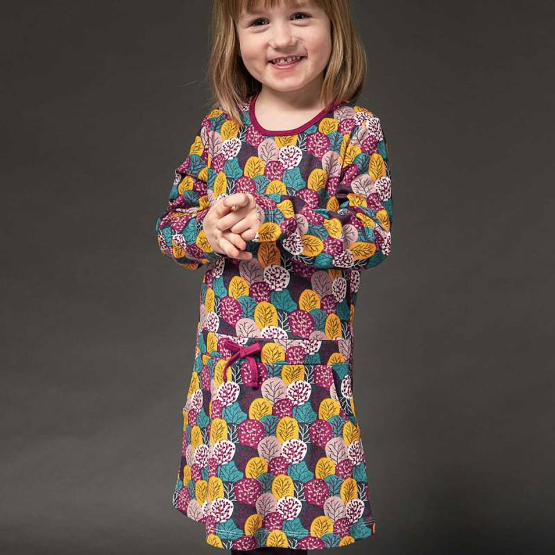 Kleid langarm Bäume in Herbstönen 86/92
