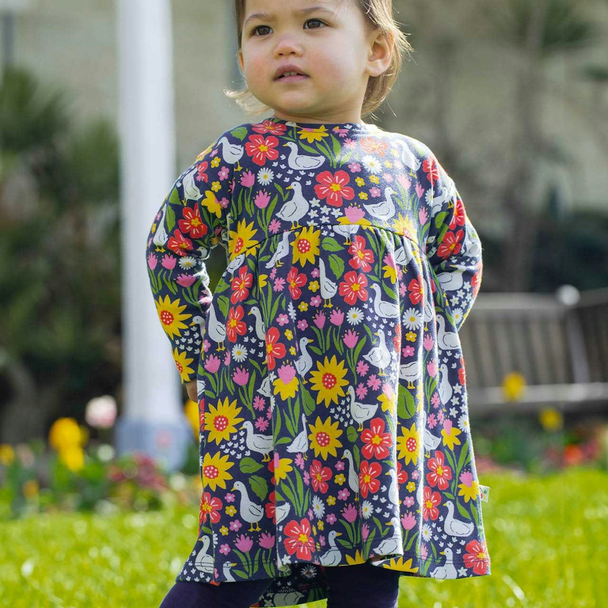 Kleid langarm Blumenwiese Enten 92/98