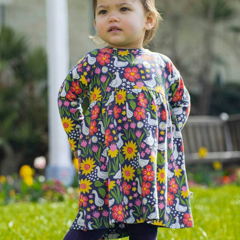 Kleid langarm Blumenwiese Enten 92/98