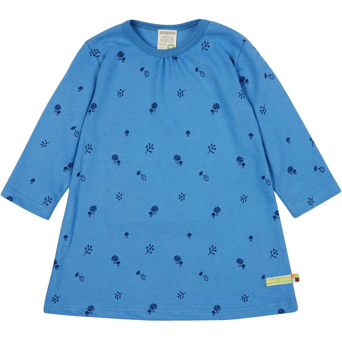 Kleid langarm Waldtiermotiv blau 74/80