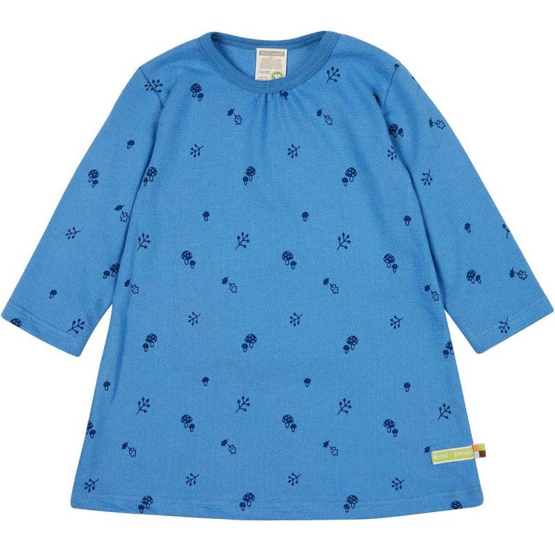 Kleid langarm Waldtiermotiv blau 74/80