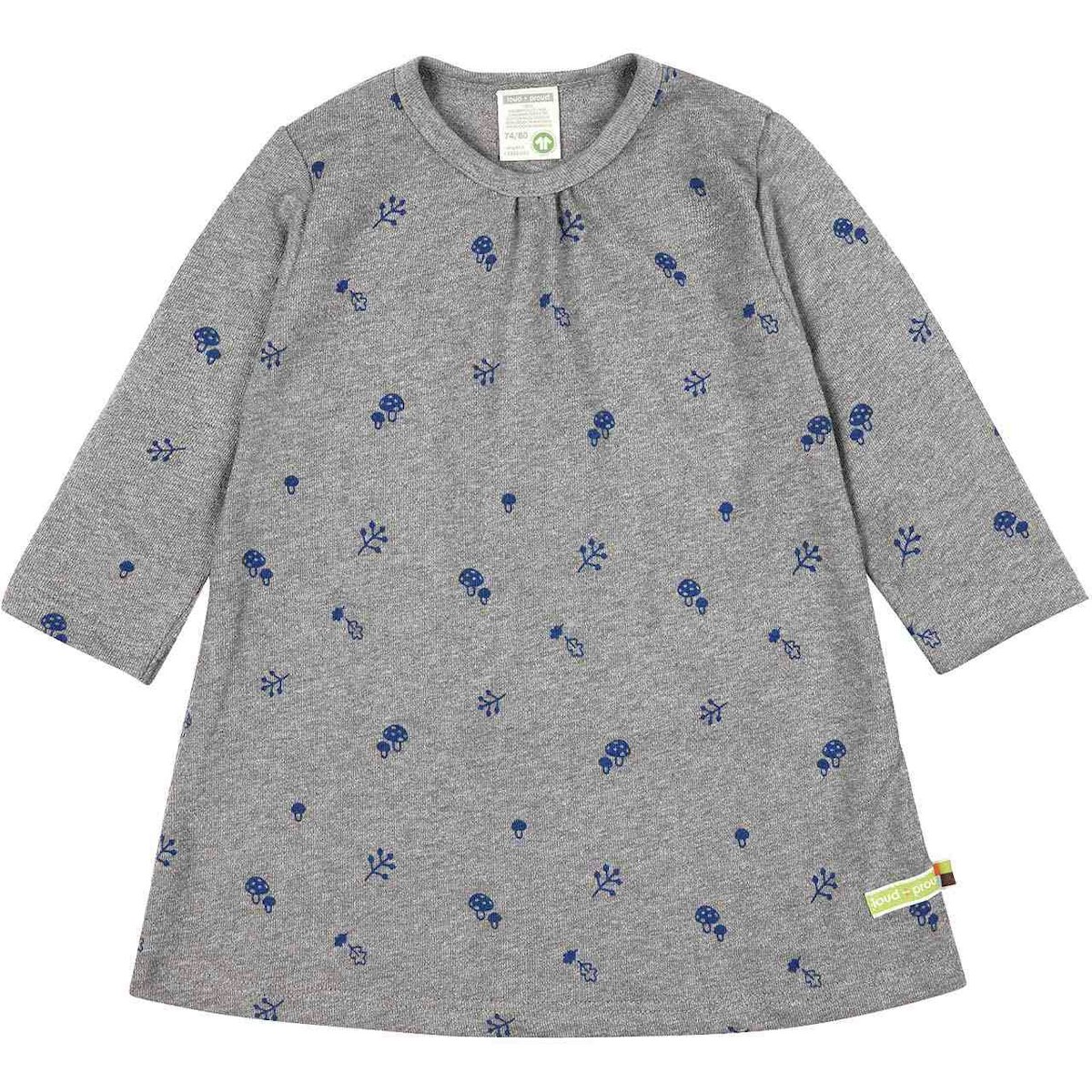 Kleid langarm Waldtiermotiv grau 110/116