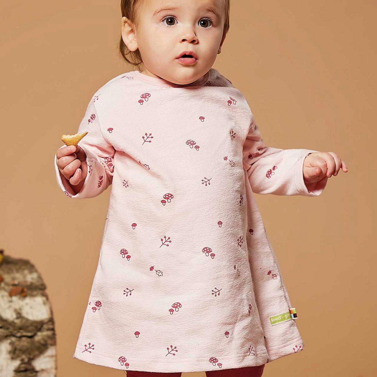 Kleid langarm Waldtiermotiv rosa 122/128