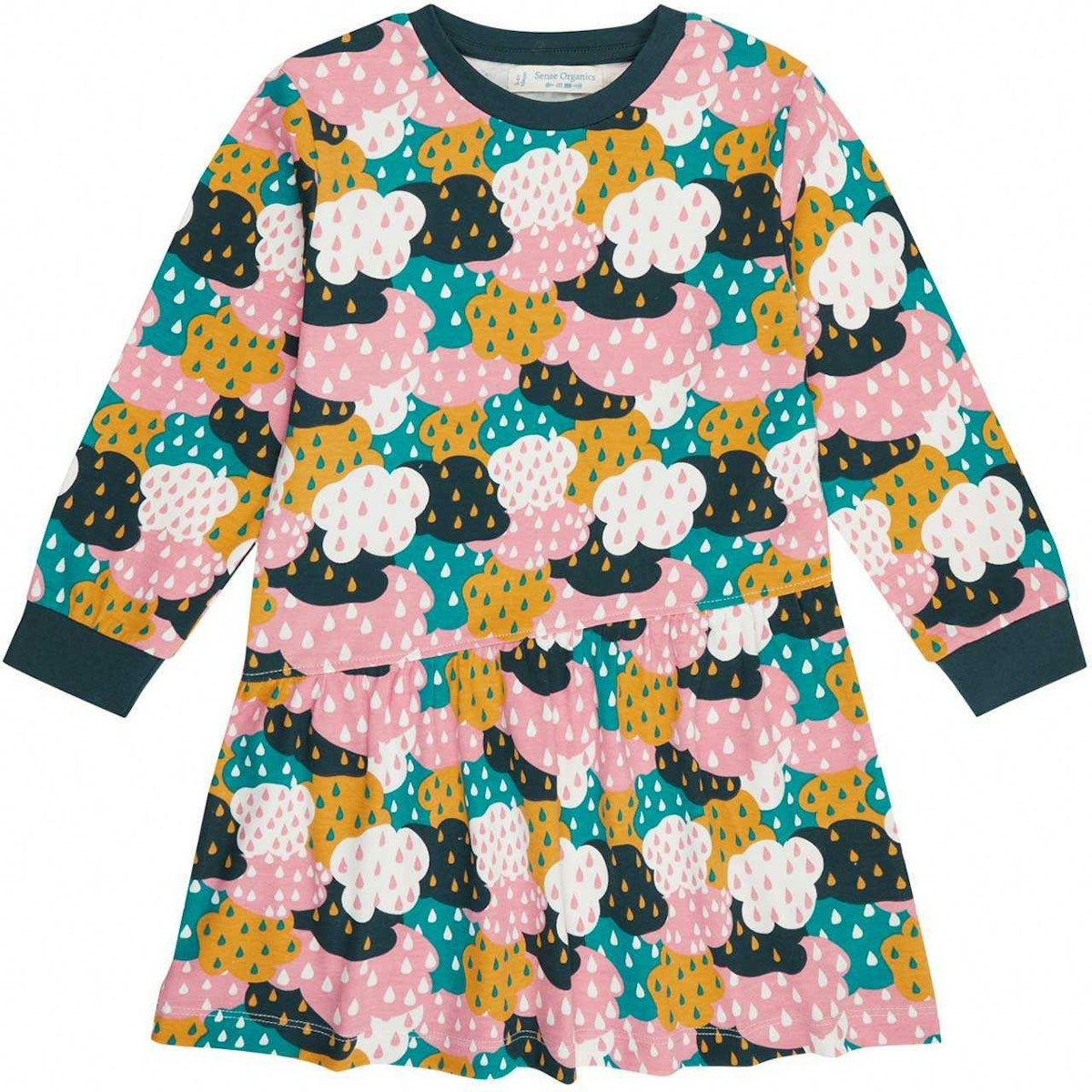 Kleid langarm Wolken in navy-rosa 86/92