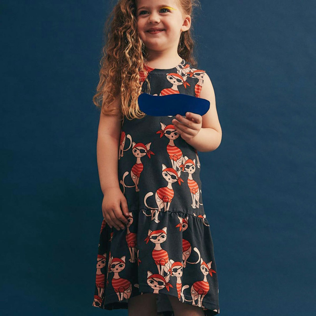 Kleid ohne Arm Katzen Print anthrazit 86/92