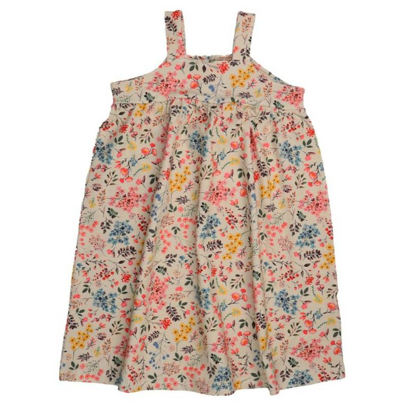 Kleid ohne Arm kleine Blumen beige 152 Kleid ohne Arm kleine Blumen beige 152