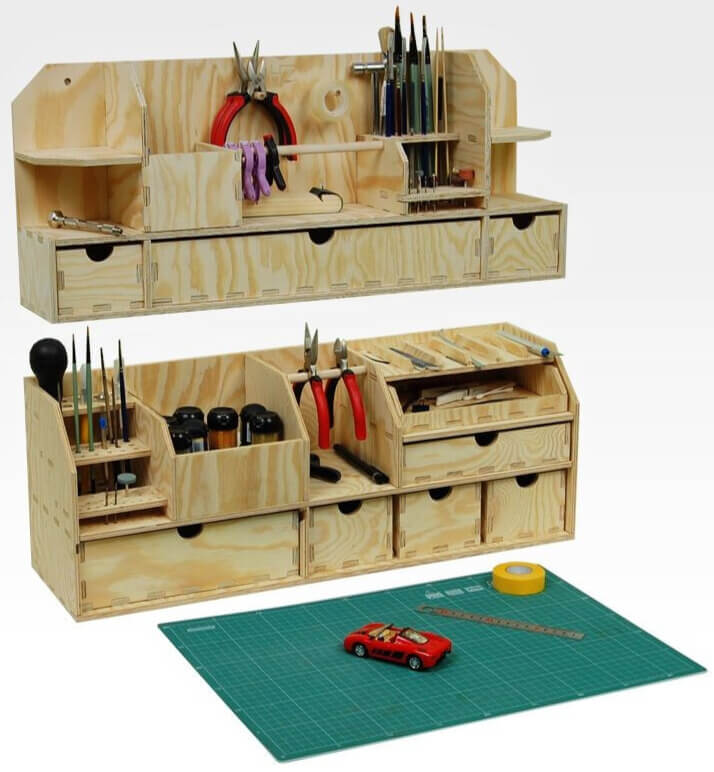 Kleine Tisch Werkbank SPARSET (Benchtop Organizer, Workbench) Modellbau Station