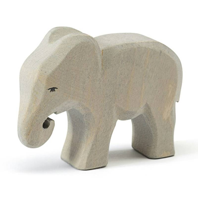 Kleiner Elefant fressend Holzfigur 8,5 cm hoch