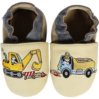 Krabbelschuhe Baustelle beige