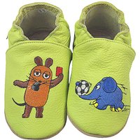 Krabbelschuhe Maus mit Elefant Fußball grün
