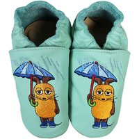 Krabbelschuhe Maus mit Regenschirm mint