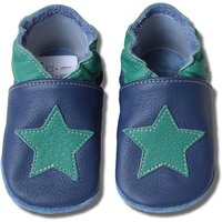 Krabbelschuhe Stern blau grün