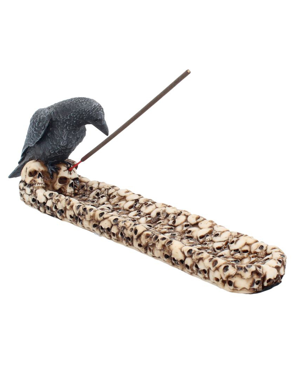 Krähe mit Totenschädel Räucherstäbchenhalter 25cm