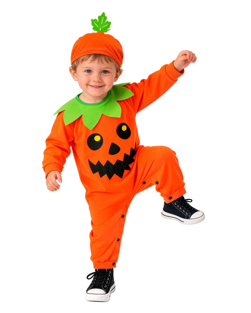 Kürbis Jumpsuit Kleinkinder Kostüm mit Mütze