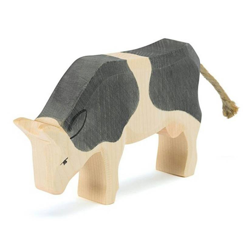 Kuh schwarz Holzfigur fressend 11,5 cm hoch Kuh schwarz Holzfigur fressend 11,5 cm hoch