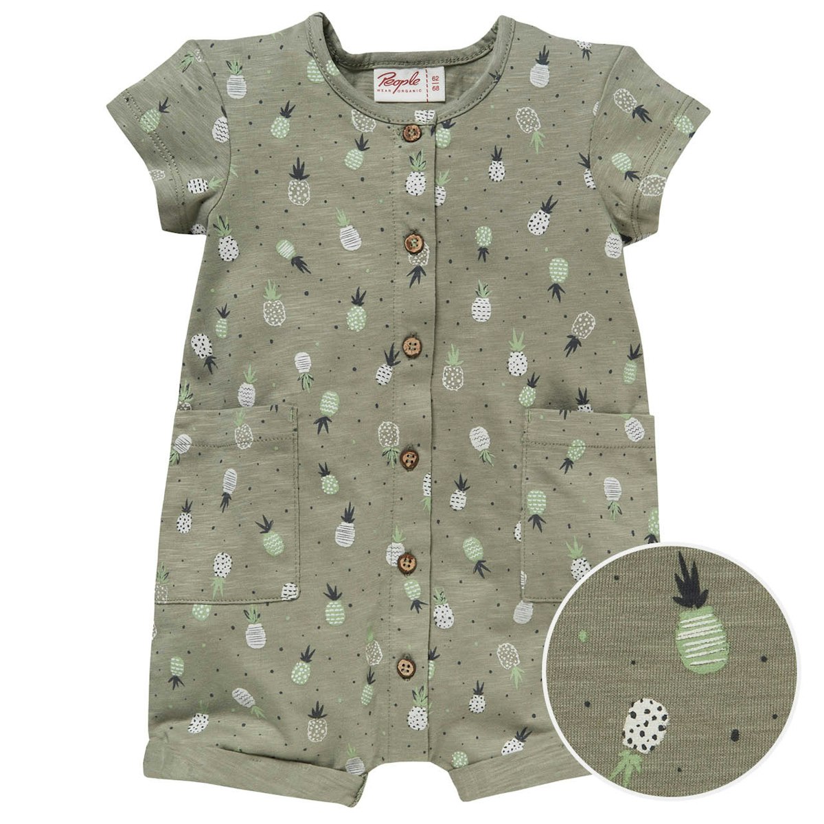 Kurzarm Beachbody Ananas khaki 74/80