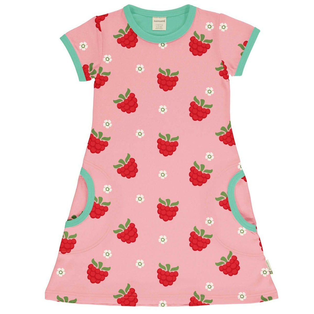 Kurzarm Kleid A-Linie Himbeeren rosa 110/116