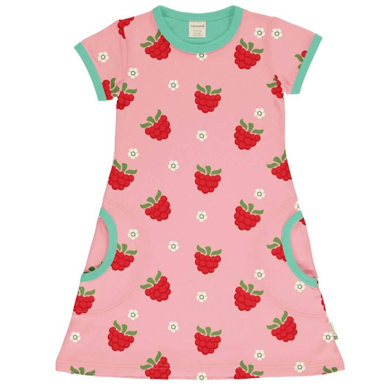 Kurzarm Kleid A-Linie Himbeeren rosa 110/116