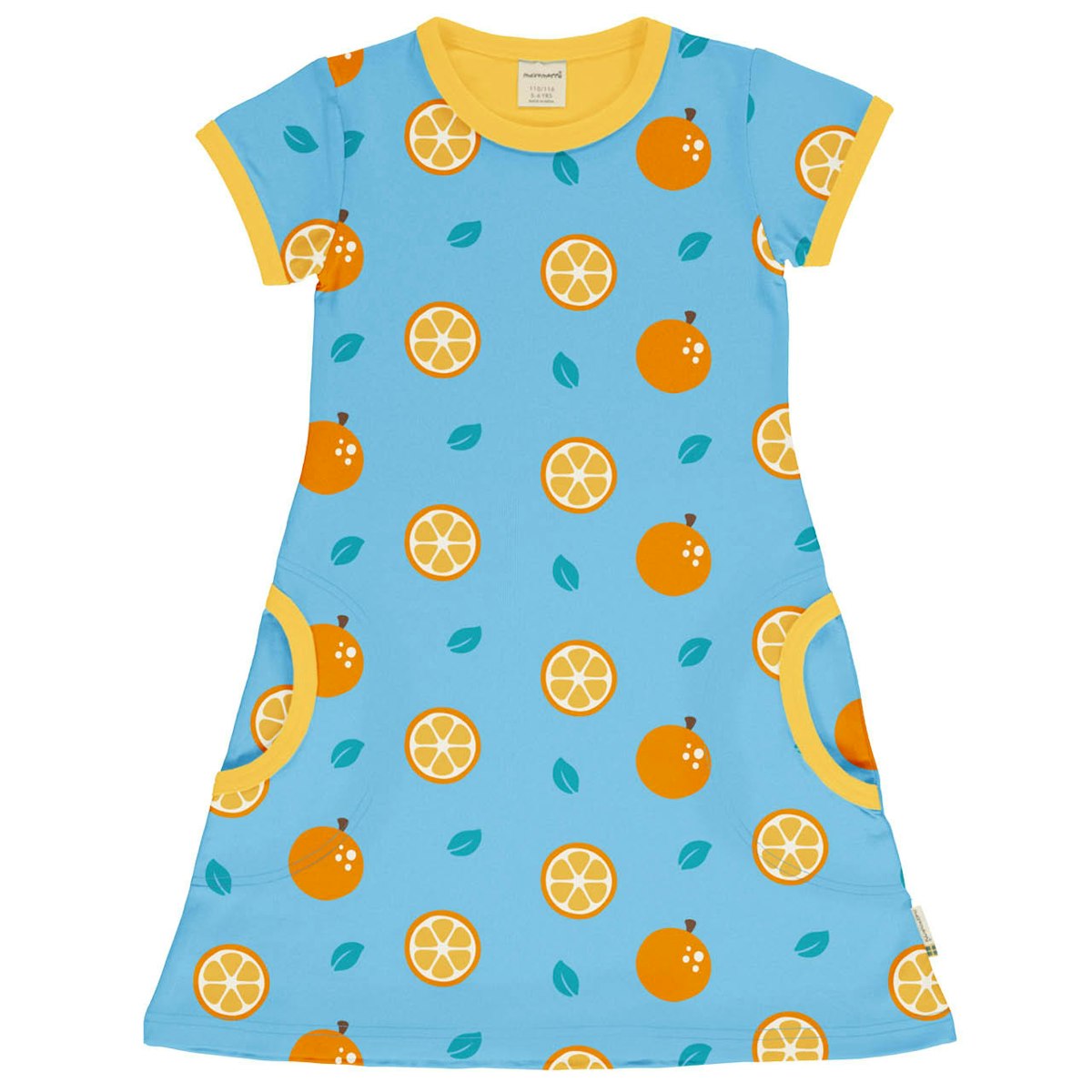 Kurzarm Kleid A-Linie Orangen blau 110/116