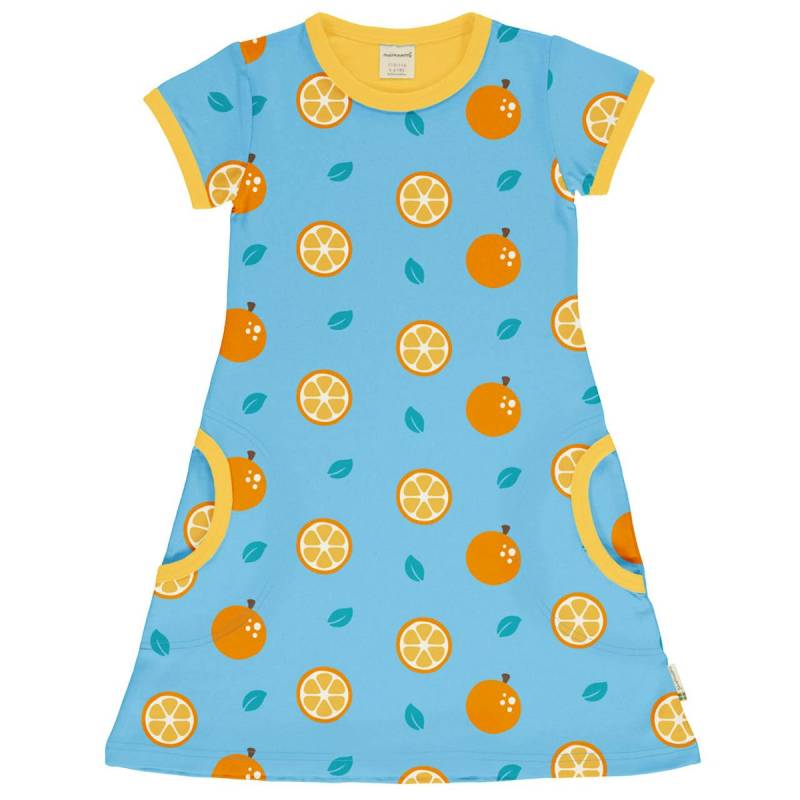 Kurzarm Kleid A-Linie Orangen blau 122/128