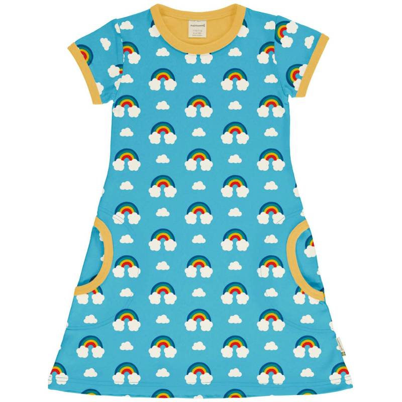 Kurzarm Kleid A-Linie Regenbogen hellblau 86/92