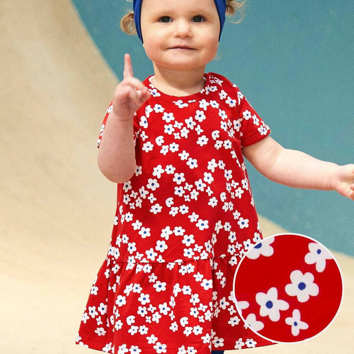 Kurzarm Kleidchen Blümchen rot 92
