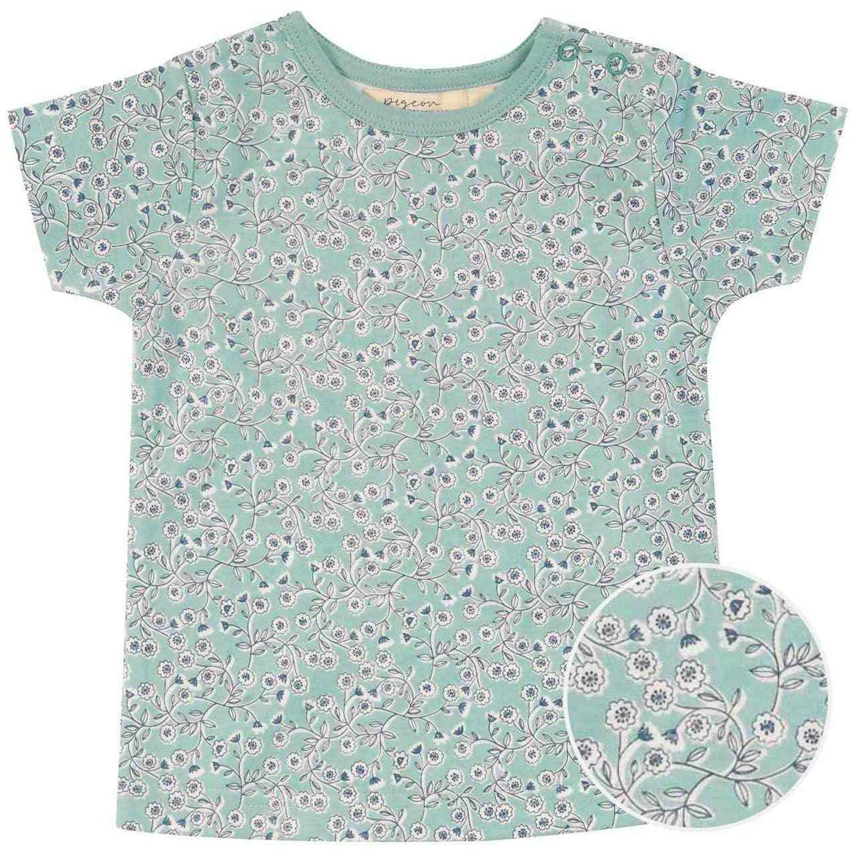 Kurzarm Shirt Blumen türkis 68