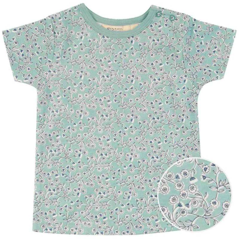 Kurzarm Shirt Blumen türkis 68