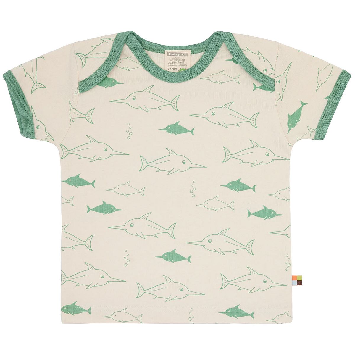 Kurzarm Shirt Fische grün 110/116