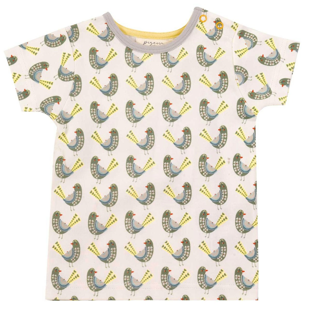 Kurzarm Shirt Vogel grün 74