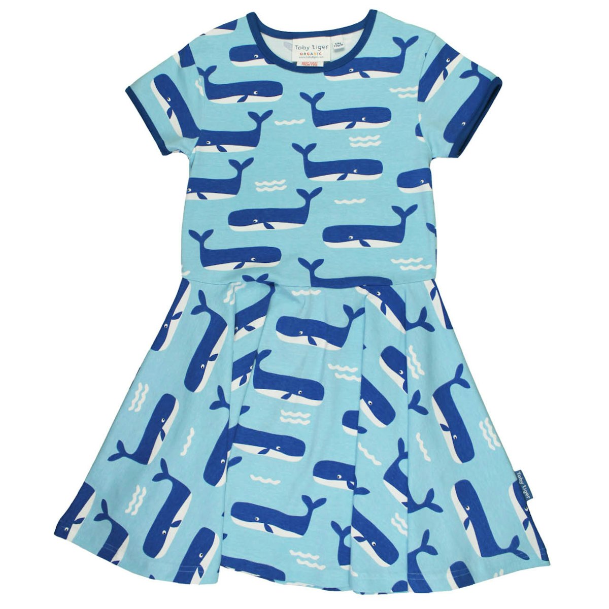 Kurzarm Skaterkleid Wal Alloverprint blau 116