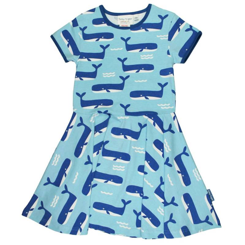 Kurzarm Skaterkleid Wal Alloverprint blau 116