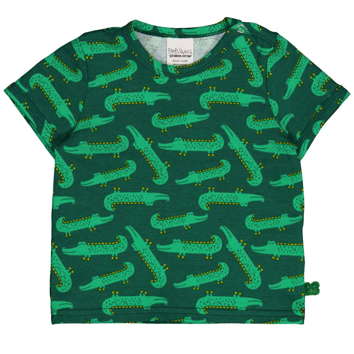 Kurzarm T-Shirt Krokodil Alloverprint grün 74