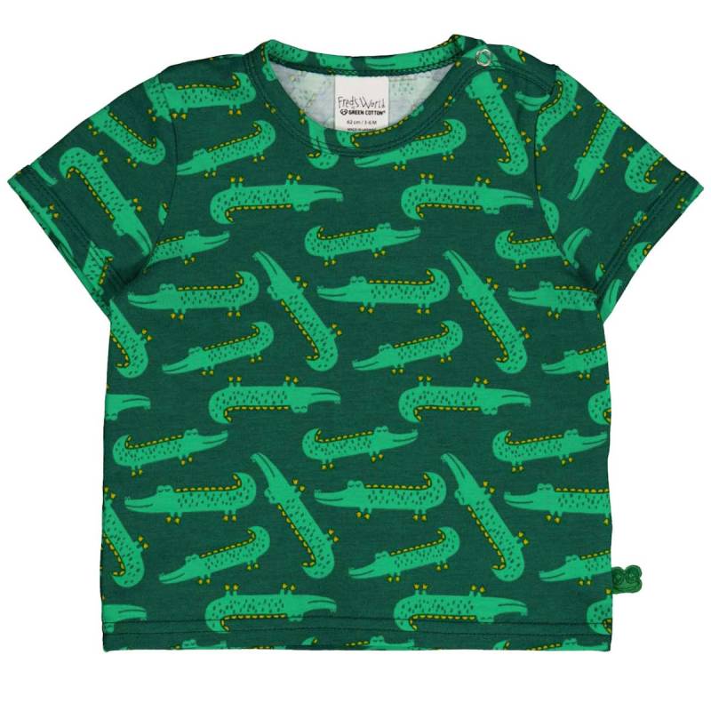 Kurzarm T-Shirt Krokodil Alloverprint grün 74